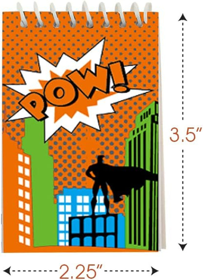 ArtCreativity Mini Superhero Notebooks, Pack of 12, Small Comic Inspired Spiral Notepads, Cute Stationery Supplies for School and Office, Fun Birthday Party Favors, Goodie Bag Fillers for Kids