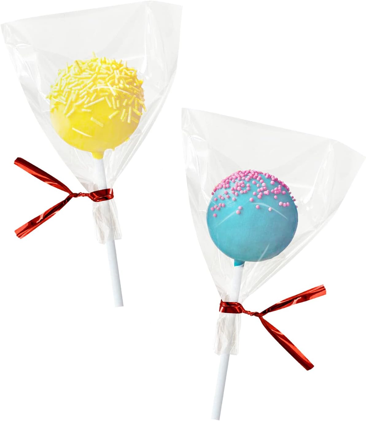 XLSFPY 100PCS Clear Cellophane Bags, 5x7 Small Treat Bags with Ties, Cake Pop Bags, Candy Bags, Goodie Bags, Rice Crispy Treat Bags, Clear Bags for Favors Birthday Party (5'' x 7'')