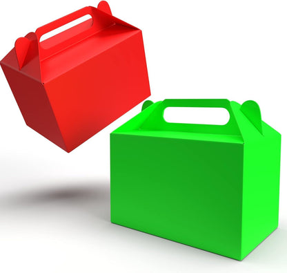 The Dreidel Company Gable Treat Boxes, (24-Pack) Party Favor Boxes for Kids Birthday, Candy Boxes Party Favors, Weddings Events, Baby Shower, 6.25" x 3.5" x 3.5" Inch Box (Multi-Color Treat Box)
