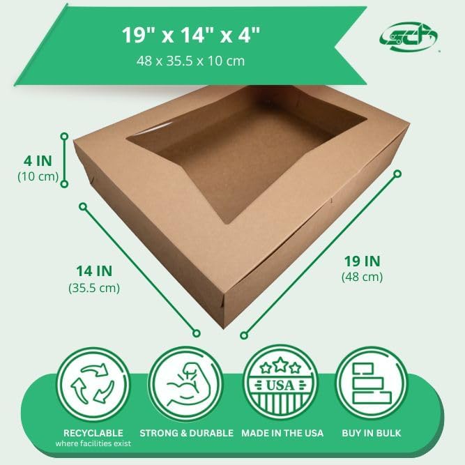 Southern Champion Tray 1029 Premium Clay Coated Kraft Paperboard White Non-Window Sheet Cake and Utility Box, 19" Length x 14" Width x 4" Height, 1/2 Sheet (Case of 50)