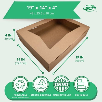 Southern Champion Tray 1029 Premium Clay Coated Kraft Paperboard White Non-Window Sheet Cake and Utility Box, 19" Length x 14" Width x 4" Height, 1/2 Sheet (Case of 50)