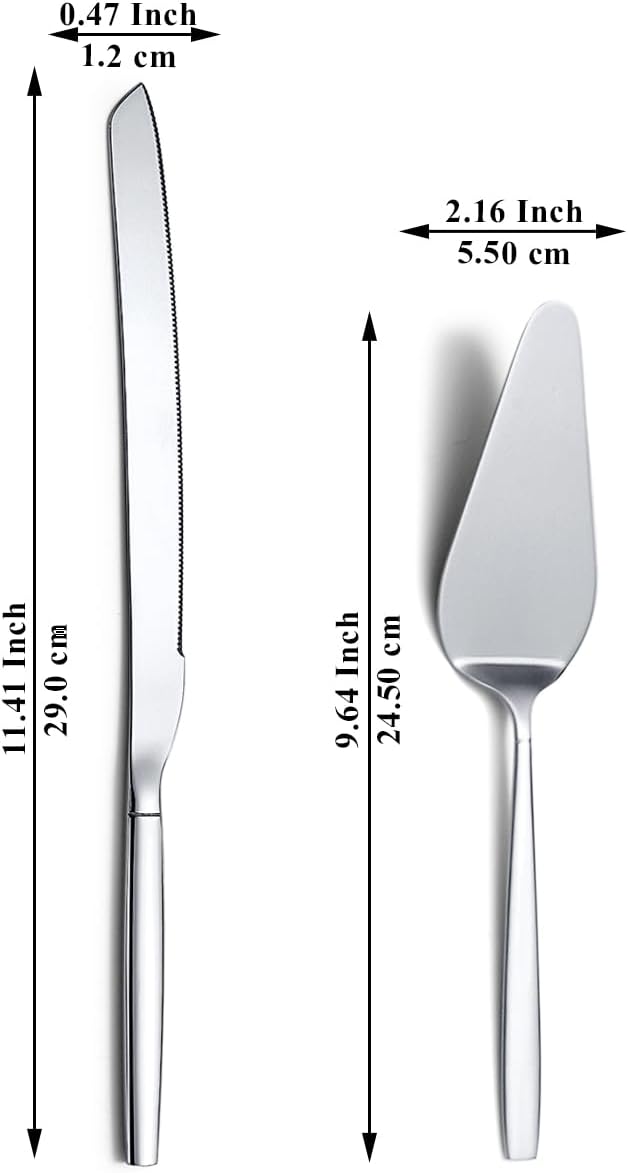 Evanda Wedding Cake Knife and Server Set, Cake Cutte Pie Server for Everyday, Wedding and Birthdays, Dishwasher Safe