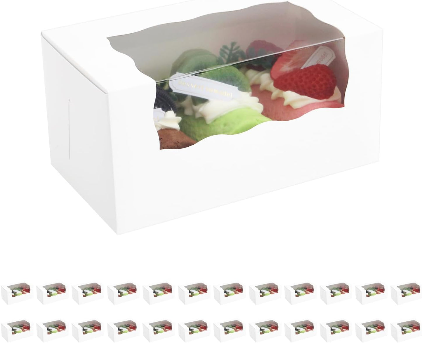 15 Pumpkin Roll Boxes, 12x8x3.5 inches Cake Roll Container, White Roll Cake Boxes with Window, Donut Boxes Pastry Cake Packaging