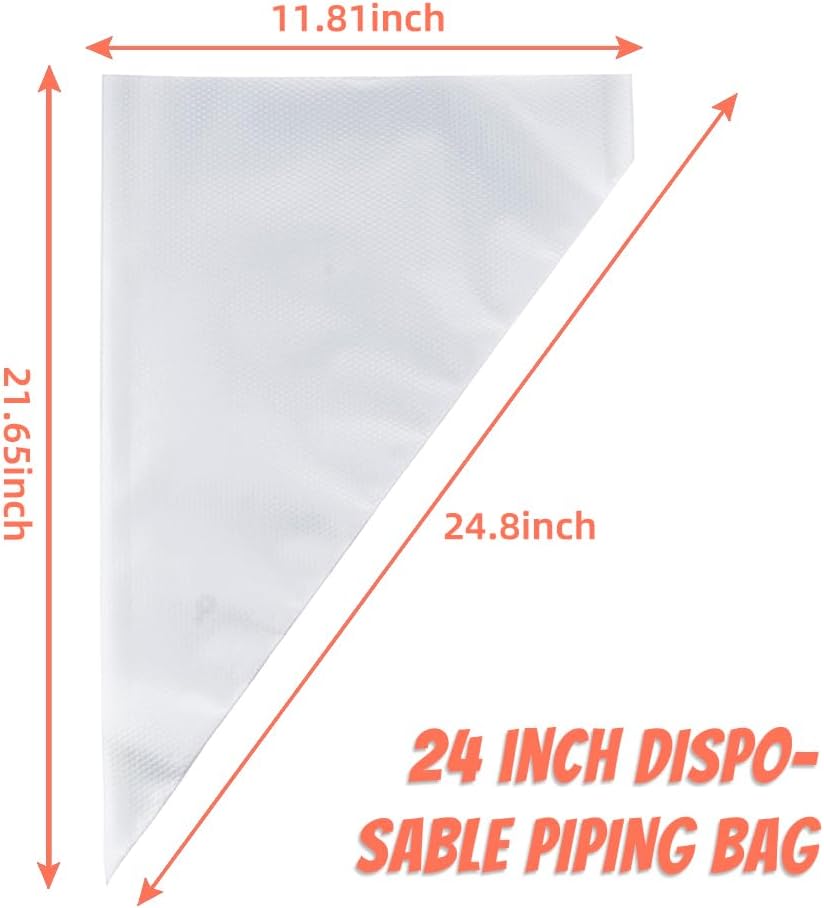24 Inch Extra Large Piping Bags Disposable,50 Pack Thick Pastry Bags with 6 Bag Ties, Heavy Duty Icing Bags for Frosting,Cream and Pastry Filling,Cake Decorating bags