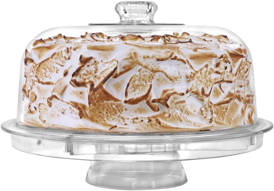 Cake Stand with Dome Cover, 6-in-1 Multi-Purpose Use, Cake Stand with Lid, Serving Platter, Punch Bowl, Desert Platter and More, BPA Free
