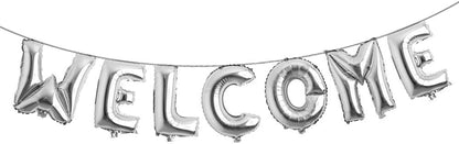 16 inch multicolor Welcome Balloon Banner Balloons Foil Letter Balloon Anniversary Celebration Party Decorations (L WELCOME GOLD)