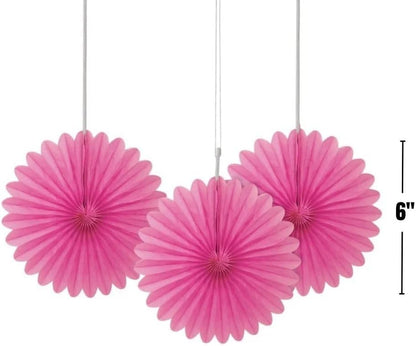 Sunflower Yellow Hanging Tissue Paper Fans - 6'', 3 Count - Perfect for Parties & Home Decor