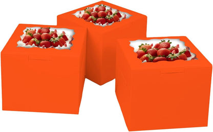 Bakepacker 36pcs 8x8x5 Inches Cake Boxes with Window 18-Packs Black 8 Inch Bakery Boxes (18 Cake Boxes +18 Cake Boards Included)