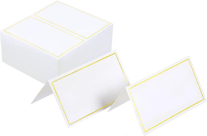 Place Cards Pack of 120 - Small Table Name Cards with Gold Foil Border Weddings, Banquets, Events, Not for Printers