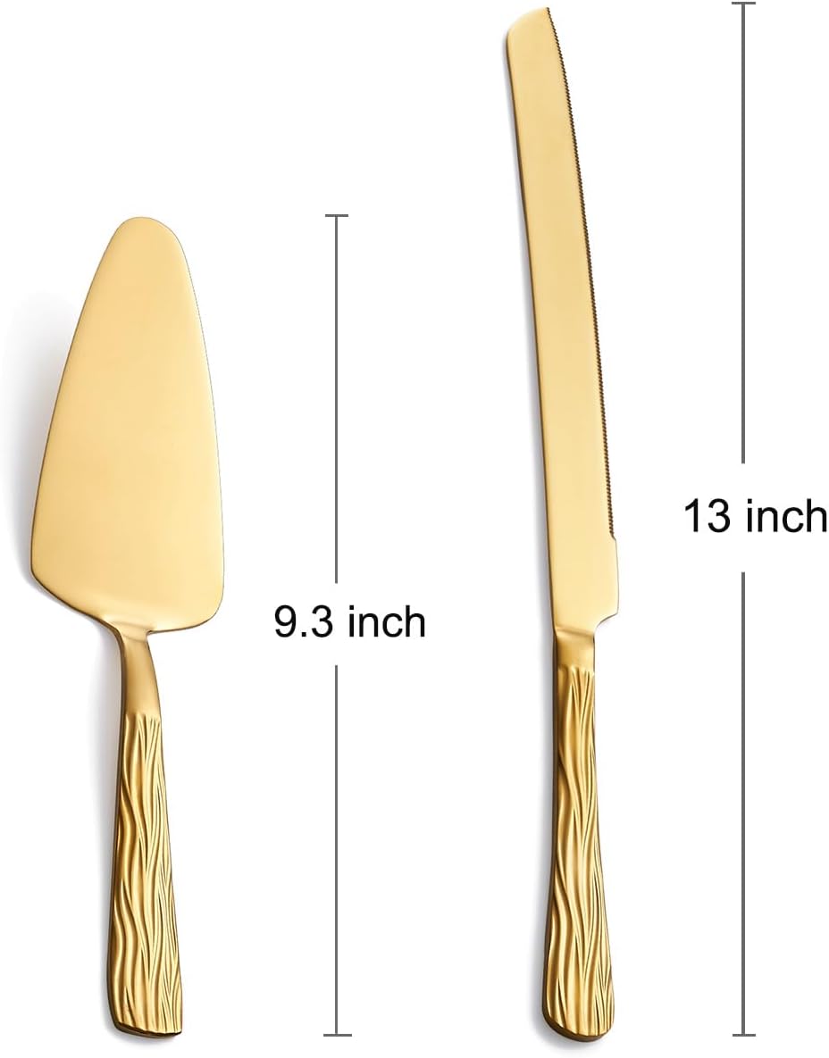 Black Cake Cutter Set, Stainless Steel Cake Cutting Utensils Include 13-inch Cake Knife and 9.3-inch Cake Server suitable for Weddings, Birthdays, and Anniversaries