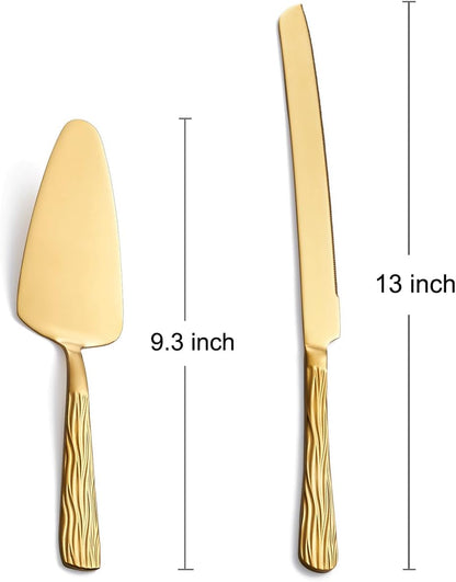 Black Cake Cutter Set, Stainless Steel Cake Cutting Utensils Include 13-inch Cake Knife and 9.3-inch Cake Server suitable for Weddings, Birthdays, and Anniversaries