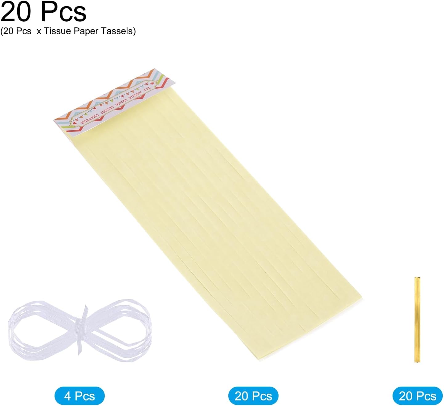 MECCANIXITY 20Pcs Light Blue Tassel Garland Banner with Rope Tissue Paper Tassels Party DIY Kits for Anniversary Wedding Birthday Party
