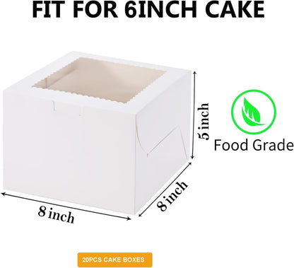 24Pack 10x10x5 inches Cake Boxes, White Cake Boxes With Window,Dessert Pastry Box For Chocolate Covered Strawberries, Wedding/Birthday Baking Fathers Day Gifting, Cupcakes, Donuts