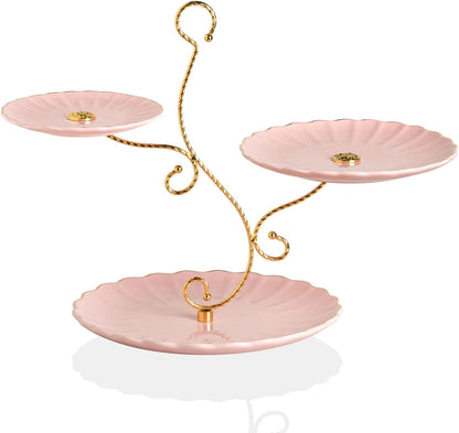 Sweejar 3 Tier Ceramic Cake Stand Wedding, Dessert Cupcake Stand for Tea Party Serving Platter (White)