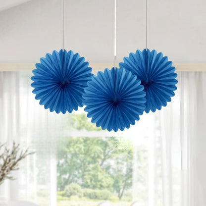 Sunflower Yellow Hanging Tissue Paper Fans - 6'', 3 Count - Perfect for Parties & Home Decor