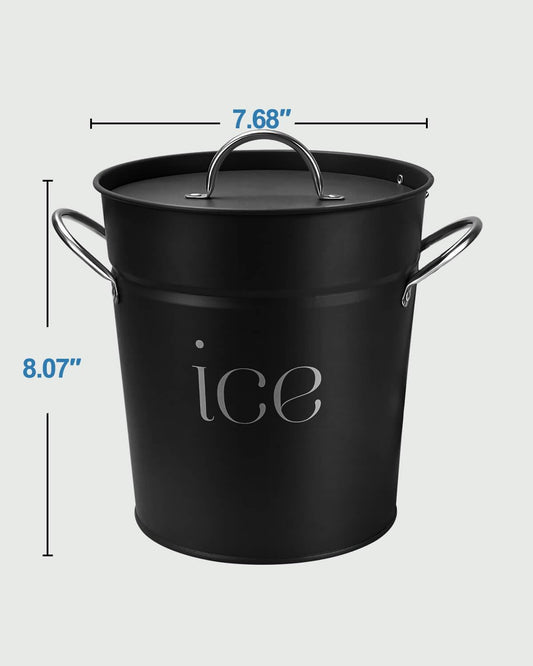 3Qt White Galvanized Ice Bucket with Lid, Scoop & Handles - Ideal for Cocktails, Parties, BBQs, Wine & Champagne. Double-Layer Insulated Outer & Galvanized Inner Layer, Perfect for Home & Outdoor Use
