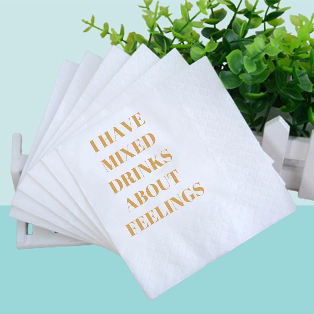 Funny Cocktail Napkins 100Pcs Funny Quotes Saying Disposable Paper Party Napkins 4.5 x 4.5 Two-ply (I Feel Sorry For People Who Don’t Know Us Napkins)