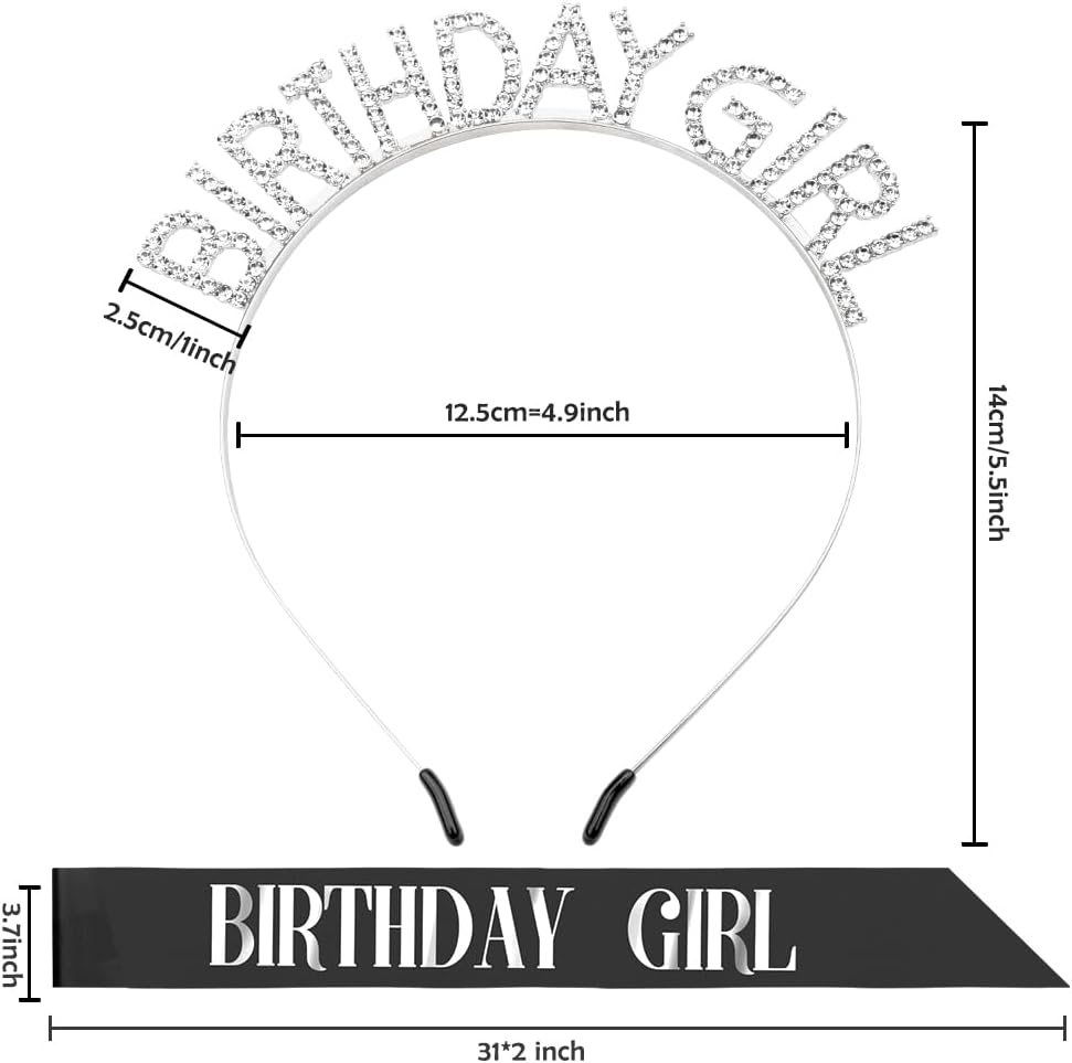 Birthday Sash & Crown for Women - Tiara Headband, Girls' Decorations Accessories