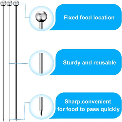 15PCS Cocktail Picks for Drinks, Stainless Steel Cocktail Toothpicks, Reusable Cocktail Skewers, Garnish Picks Bloody Mary Skewers, Metal Martini Picks for Olives Appetizers Fruit (4.3 Inch)