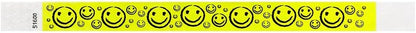 500 WristCo Yellow Smiley Face Tyvek Wristbands for Events - ¾” x 10” - Waterproof Recyclable Comfortable Tear Resistant Paper Bracelets Wrist Bands for Concerts Festivals Admission Party