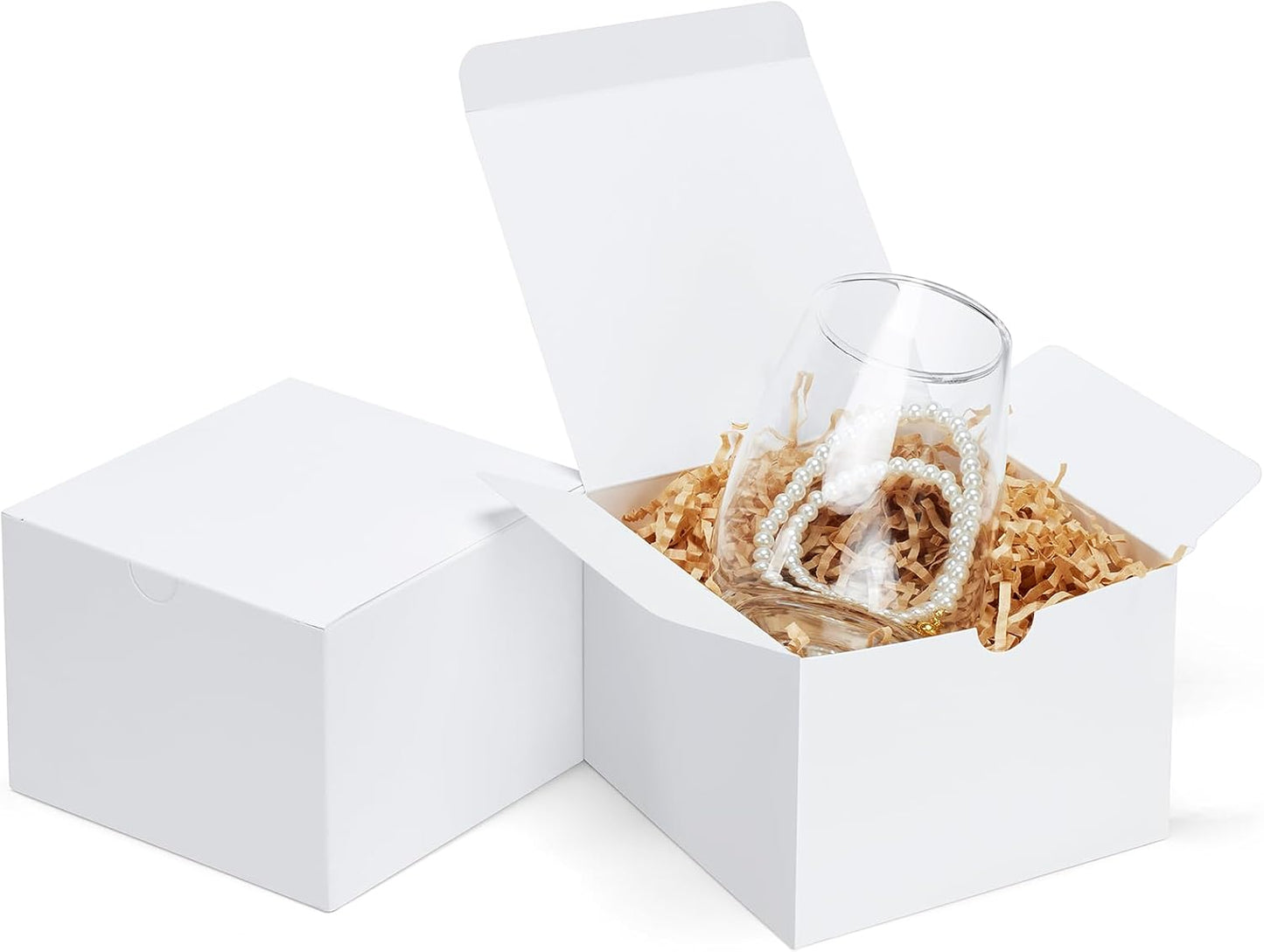 Eupako Gift Boxes 4x4x4 50 Pack White Kraft Paper Box with Lids Party Favor Boxes for Bridesmaids Proposal, Crafting, Cupcake, Wedding, Christmas