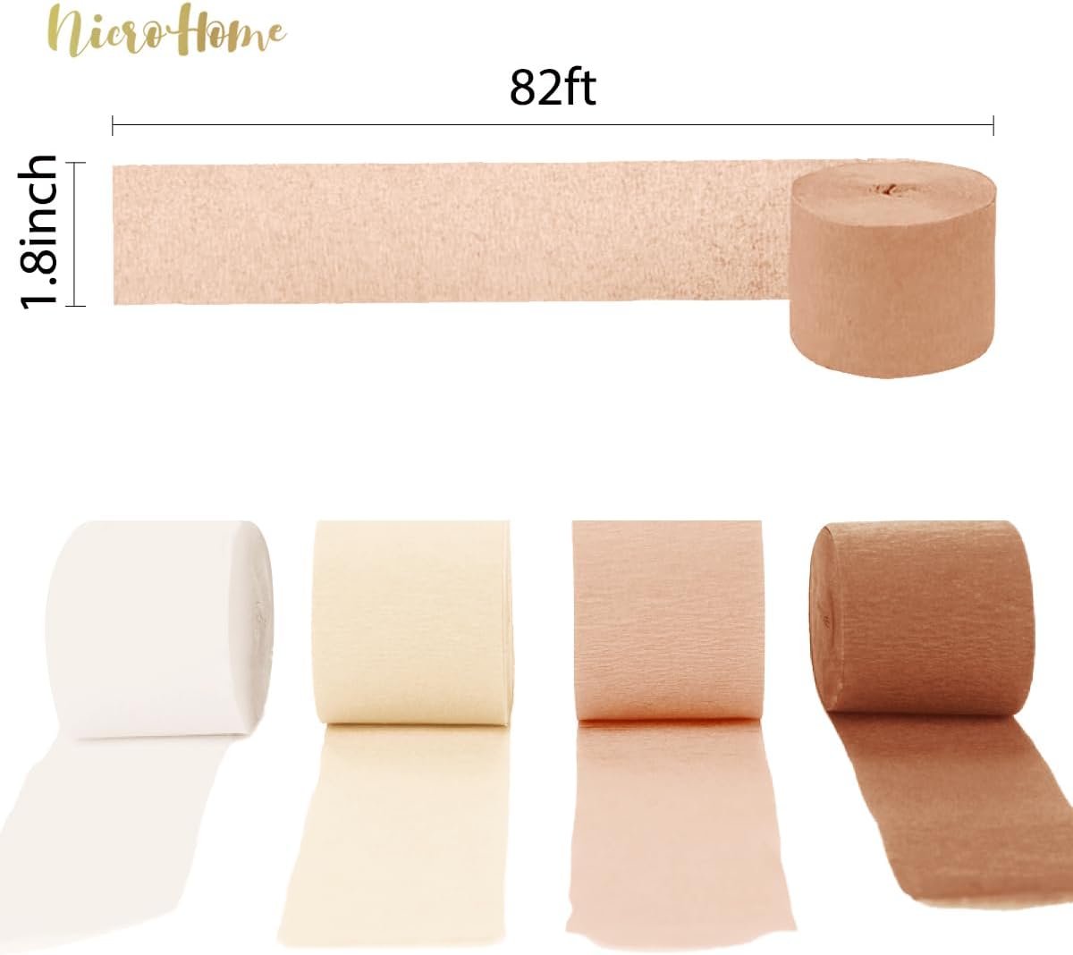 NICROHOME EUR Wedding Party Decorations, 8 Rolls Moss Sage Green Pink Crepe Paper Streamers for Boho Baby Shower, Wedding, Engagement Party, Spring Party, Birthday Party Supplies, 82 ft Long