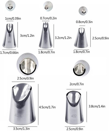 Icing Piping Tip Set,3 Large Decorating Tips Stainless Steel,DIY Cream Rose Flower Piping Tips,Cupcake Pastry Tips for Cake Decorating(1M 2D 2F)