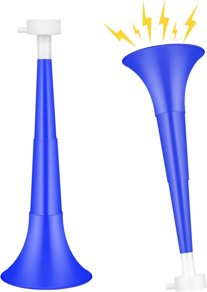 Denylo pro Collapsible Stadium Horn 24 Inch Vuvuzela Plastic Trumpet Horn Blue Blow Horn Loud Sound Soccer Horn Noisemakers for Sporting Events Graduation Party Supplies
