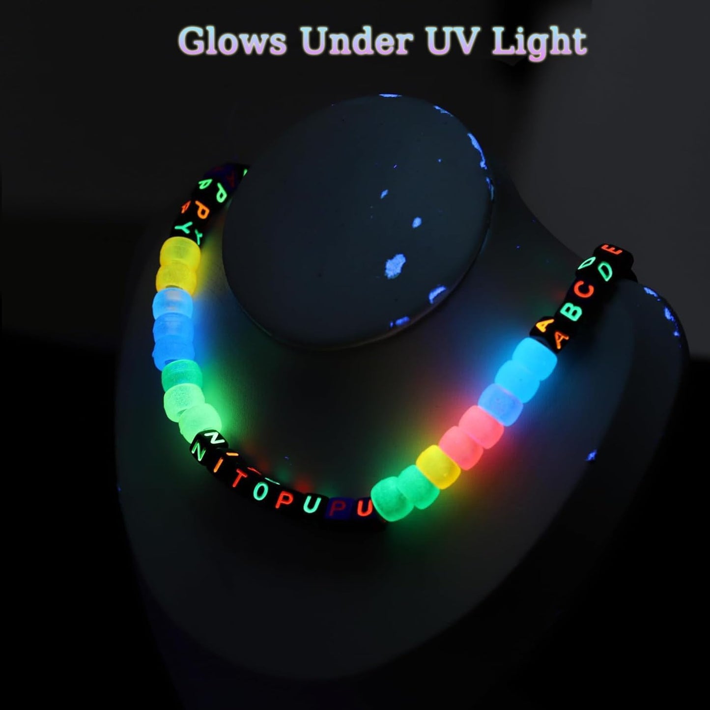 1000Pcs Glow Letter Beads Acrylic Alphabet Bead Glow in The Dark, 4x7 mm Round Beads for Friendship Bracelets and DIY Crafts