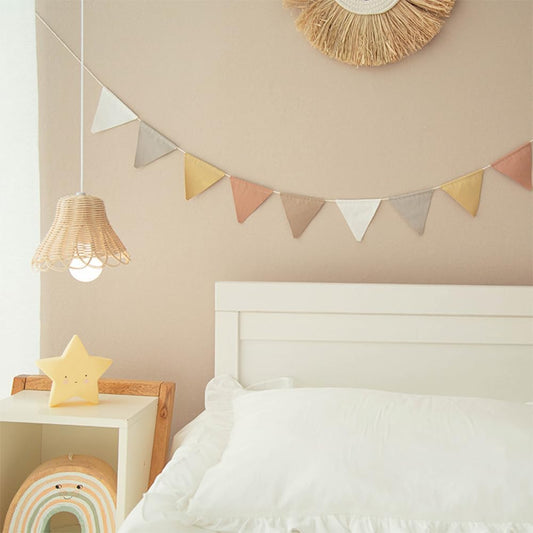 3.9ft Half Circle Banner - Pastel Cotton Pennants for Kids Tent, Nursery & Birthday Party Decor Pastel pennant banner | Single Sided Hanging Banners (2-Strip Pack)