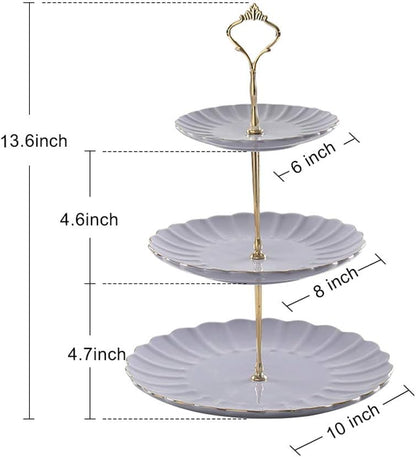 Sweejar 3 Tier Ceramic Cake Stand Wedding, Dessert Cupcake Stand for Tea Party Serving Platter (White)