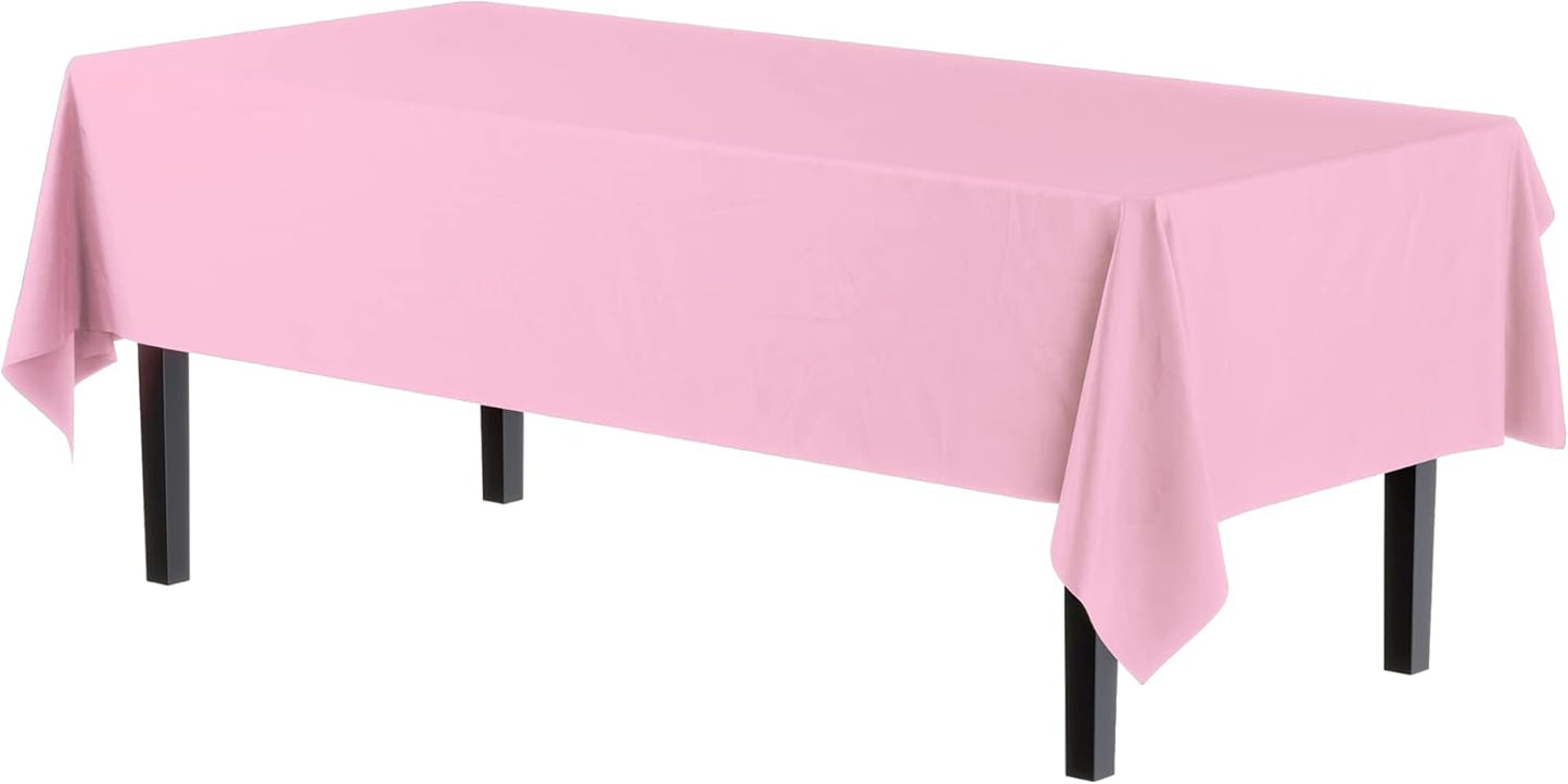 12-Pack Premium Plastic Tablecloth 54in. x 108in. Rectangle Table Cover - Dark Blue - Colors B