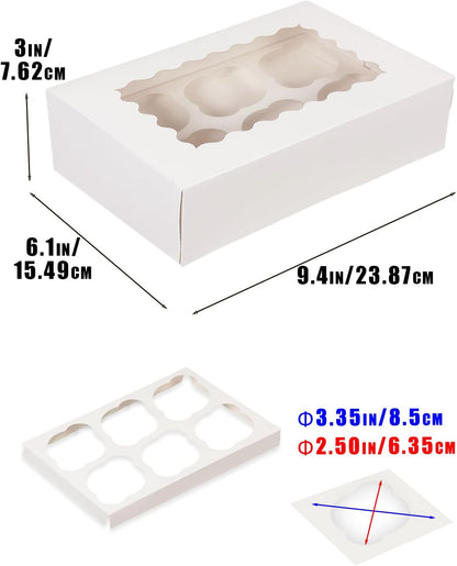 Bakepacker Auto-pop up 6 Cupcake Boxes with Window 20 Count Pink Box 9.4 x 6.1 x 3 inch Cupcake Carrier