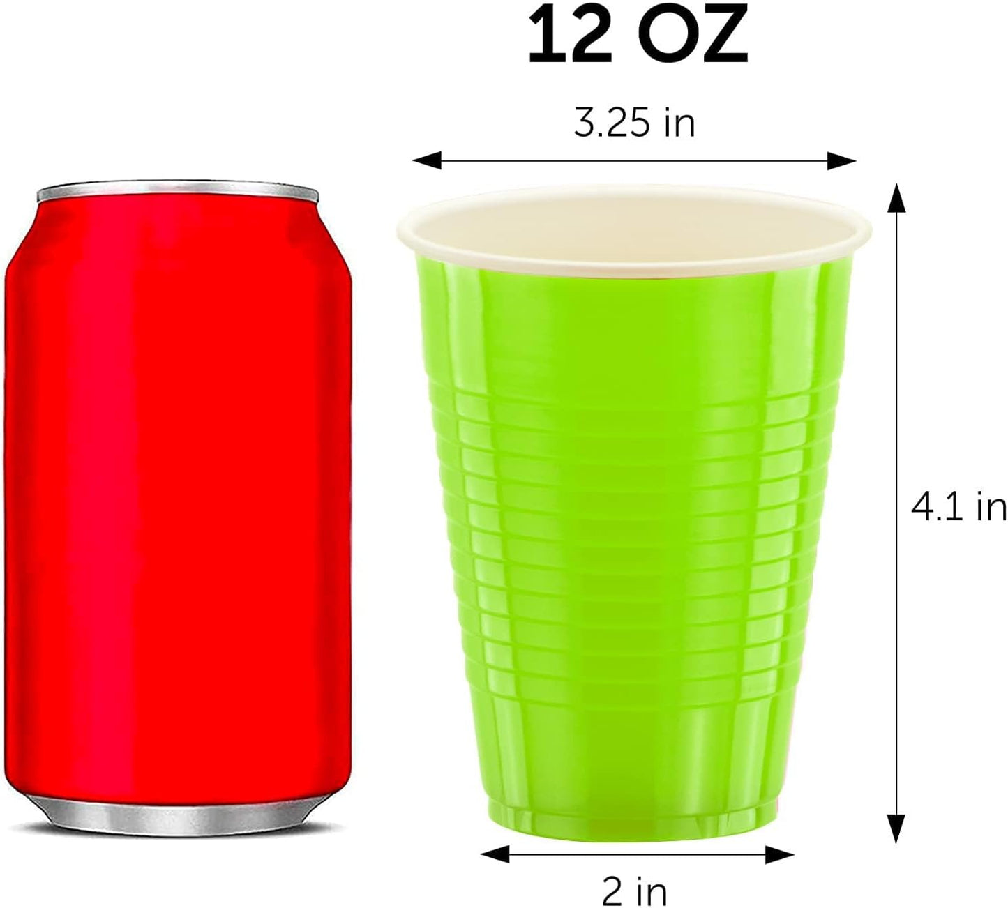 DecorRack 20 Party Cups 12 oz Disposable Plastic Cups for Birthday Party Bachelorette Camping Indoor Outdoor Events Beverage Drinking Cups (Black, 20)