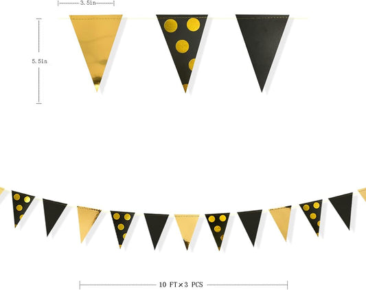 30Ft Navy Blue Gold and Beige Party Decorations Royal Blue Gold Triangle Flag Pennant Banner Bunting for Graduation Birthday Wedding Bridal Shower Nautical Ahoy Achor Theme Party Decorations Supplies