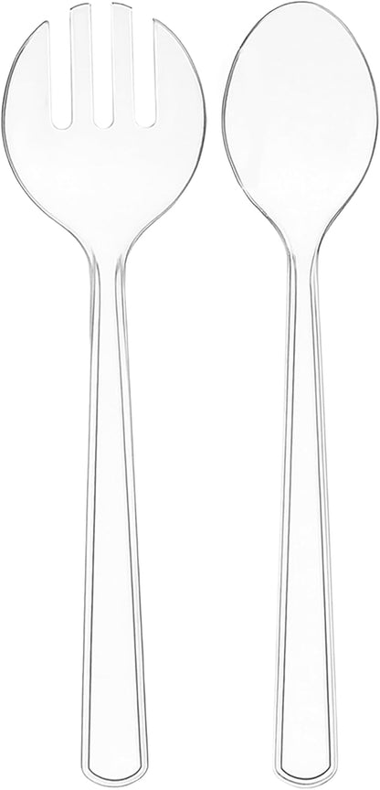 Set of 12 Heavy Duty Disposable Plastic Serving Utensils! 10” Spoons & Forks and 6-1/2” Tongs