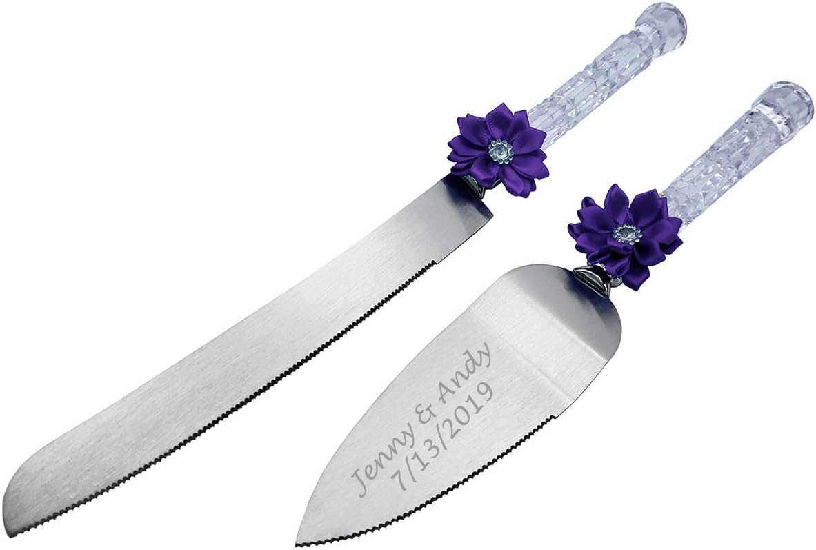 GIFTS INFINITY Personalized Wedding Cake Knife and Server Set with Engraving – Cake Cutting Utensil Set, Keepsake Gift for Wedding, Anniversary, Reception, Birthday & Other Occasions (CH-101WB)