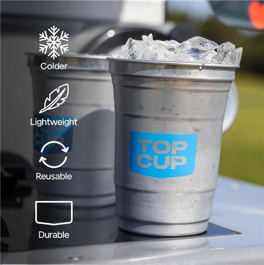 Top Cup – 16 Ounce, 30 Count, Reusable Aluminum Party Cups | Cold-Holding, Recyclable, Made in USA