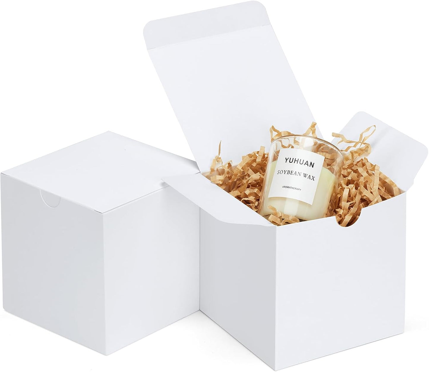 Eupako Gift Boxes 4x4x4 50 Pack White Kraft Paper Box with Lids Party Favor Boxes for Bridesmaids Proposal, Crafting, Cupcake, Wedding, Christmas
