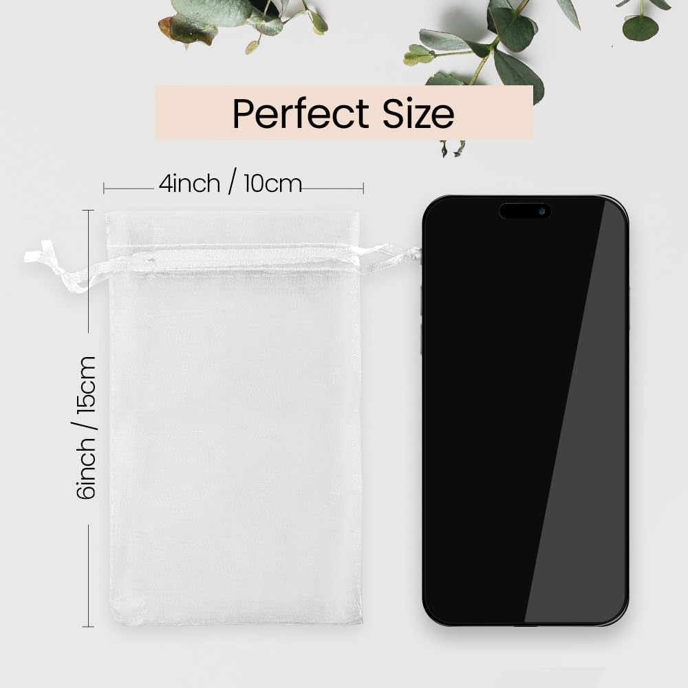Meowoo 100PCS Organza Bags, 3x4in Small Mesh Bags Drawstring for Jewelry, Candy, Christmas, Sachets, Festivals, Bathroom Soaps, Makeup Organza, Wrapping Supplies(mixedcolor)