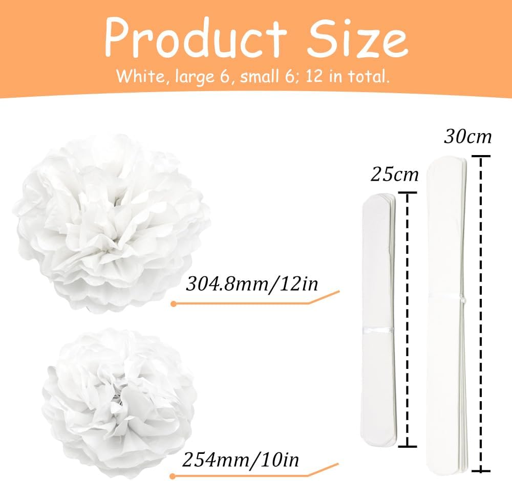 Yosawa 12 Pcs Tissue Paper Pom Poms Flowers,10''12''Paper Flower Party Decorations for Wedding Birthday Baby Shower Baby Girl Room Nursery Decoration（Sky Blue/ZH）
