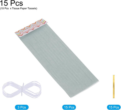 MECCANIXITY 15Pcs Light Blue Tassel Garland Banner with Rope Tissue Paper Tassels Party DIY Kits for Anniversary Wedding Birthday Party