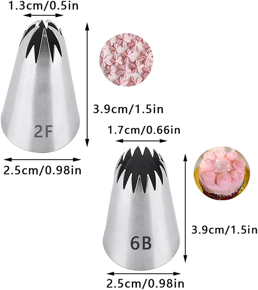 Icing Piping Tip Set,3 Large Decorating Tips Stainless Steel,DIY Cream Rose Flower Piping Tips,Cupcake Pastry Tips for Cake Decorating(1M 2D 2F)