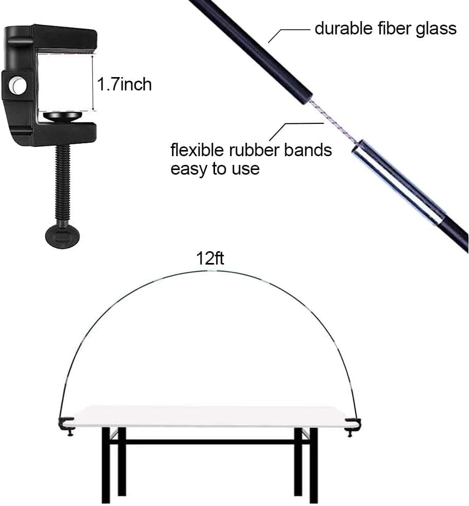 12ft Adjustable Balloon Arch Stand Kit for Different Table Sizes Party Backdrop Decoration Tool,High Strength Glass Fiber Pole for DIY Party Wedding Birthday Baby Shower Kids Decorations
