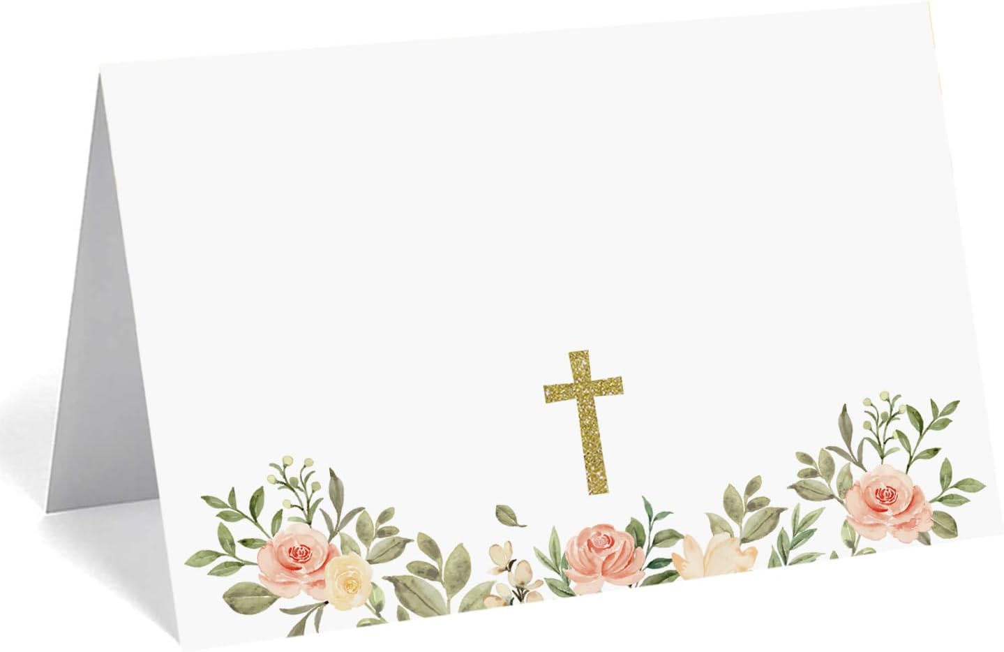 24 Pcs Baptism Place Cards, Baptism Themed Buffet Food Labels and Tent Name Cards for Newborn Baby Shower Party Table Setting Decorations Supplies (White)