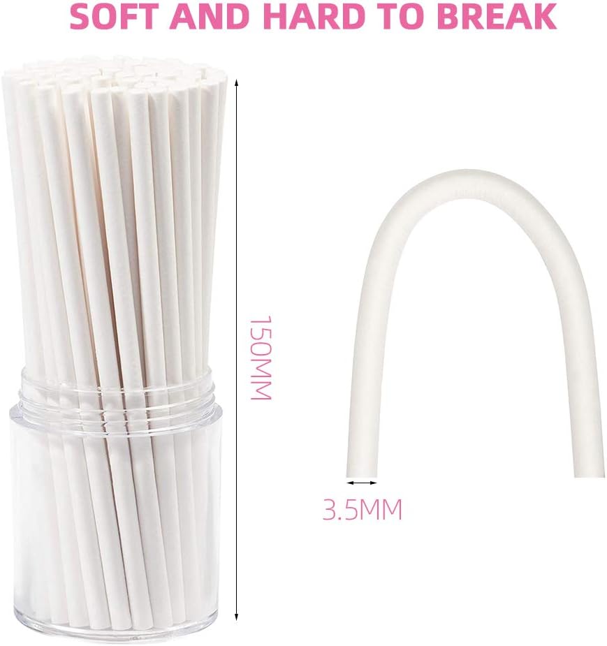 Lollipop Sticks, 200PCS White Paper Lollipop Sticks 6 Inch Lollipop Treat Sticks Sucker Stick for Chocolate,Cake Topper,Rainbow Candy, Cake Pops(3.5mm)