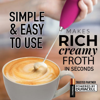 Zulay Kitchen Powerful Milk Frother AA Batteries Included – Ultra Fast Handheld Drink Mixer with Stainless Steel Whisk Stirrer for Coffee, Protein, Matcha & More, Frother Wand Electric Frothmate Black - Colors E
