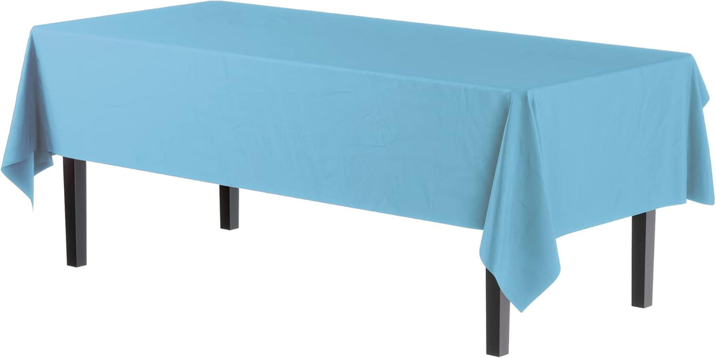 12-Pack Premium Plastic Tablecloth 54in. x 108in. Rectangle Table Cover - Dark Blue - Colors B