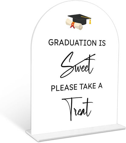 Graduation Guestbook Sign, 6 x 8 Inch White Arch Acrylic Grad Party Sign with Holder, Graduation Party Sign for Class of 2026, Grad Decor, High School College Party Supplies - DL02