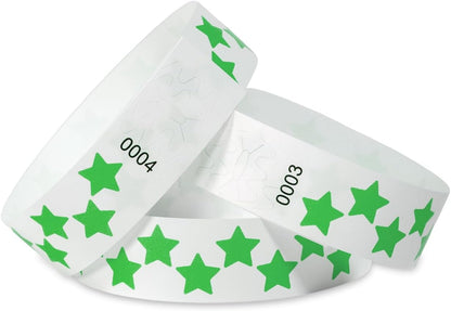 500 Pcs Stars Paper Wrist Bands for Events Waterproof Wristbands Lightweight Festival Identification Bracelets Neon Adhesive Event Arm Bands for Party（Red）